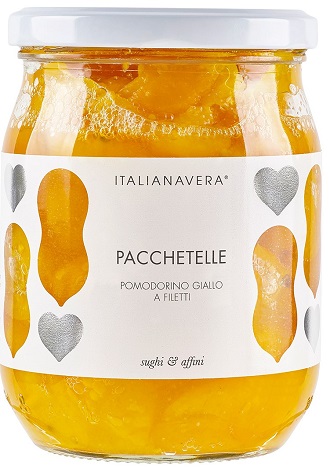 Pacchetelle di Pomodorino Giallo filettierte gelbe Kirsch-Tomaten vom Vesuv, 550 g Italianavera 