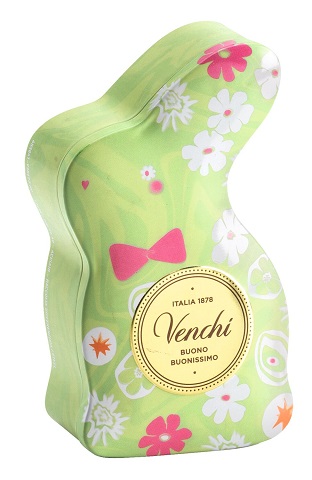 Metall Bunny Tin Hasendose gefüllt mit gemischten Ostereiern mit Nüssen und Pistazien, 66 g Venchi 