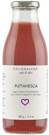 Puttanesca Tomatensauce mit Oliven und Kapern, 500 g Italianavera 
