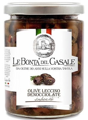 Olive Leccino denocciolate in Olio, dunkle Oliven entsteint 280 g, Le Bontà del Casale
